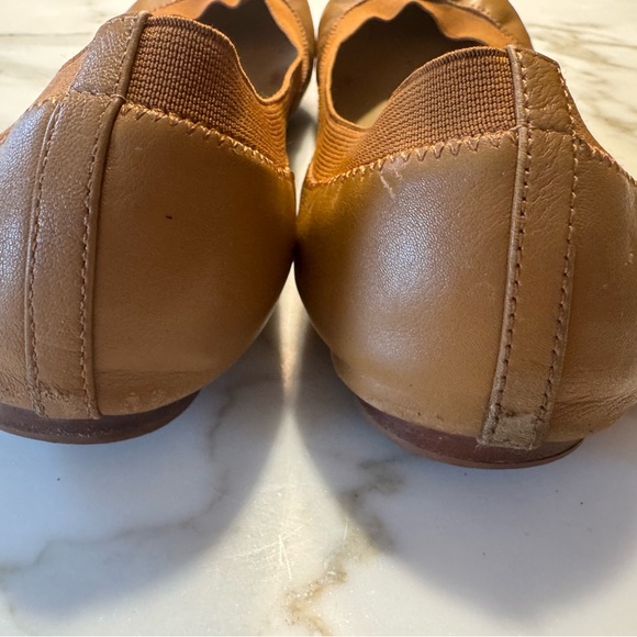 Tory Burch Chestnut Leather Ballet Flats with Gold Logo - Picture 4 of 6